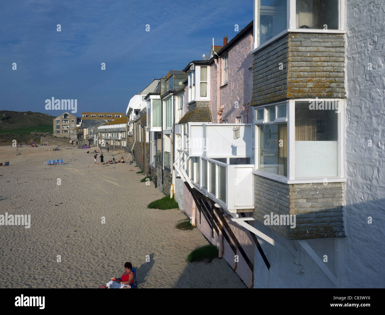 Porthmeor Beach houses Stock Photo Alamy