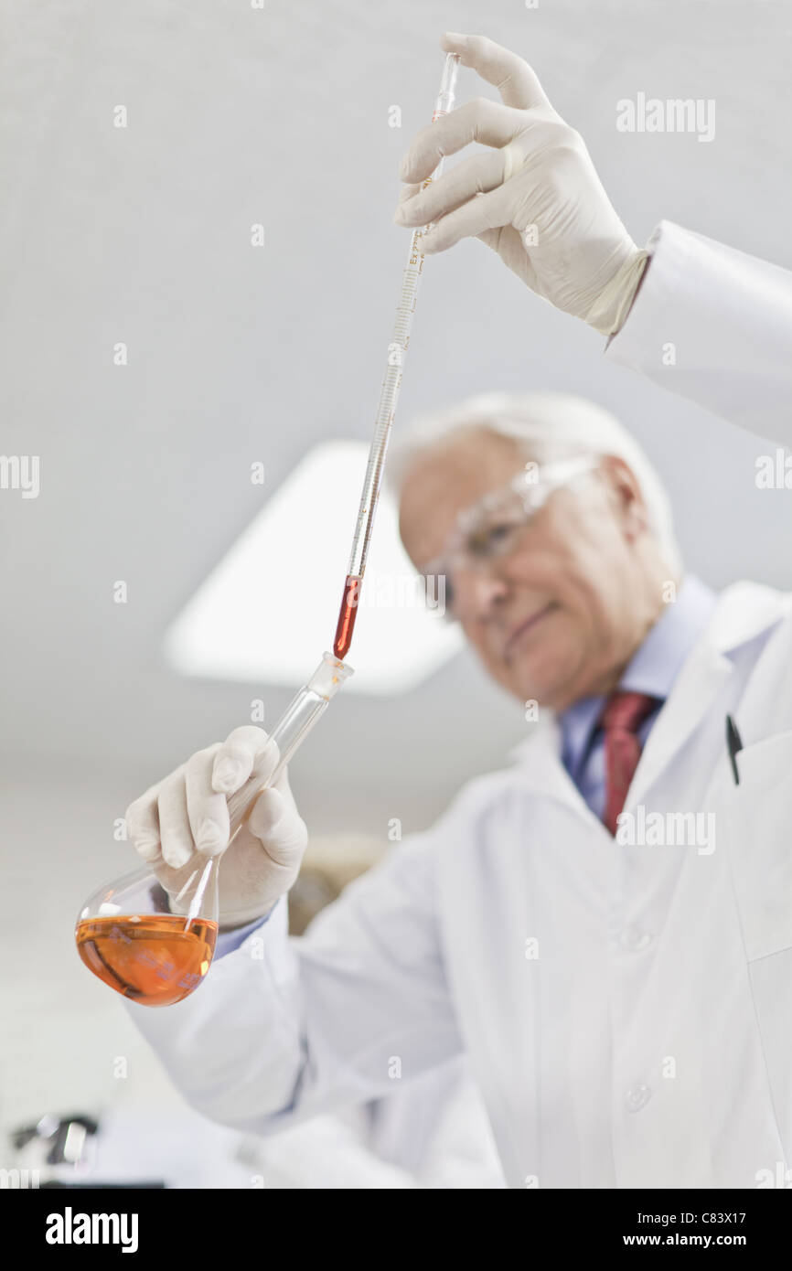 Scientist working in pathology lab Stock Photo