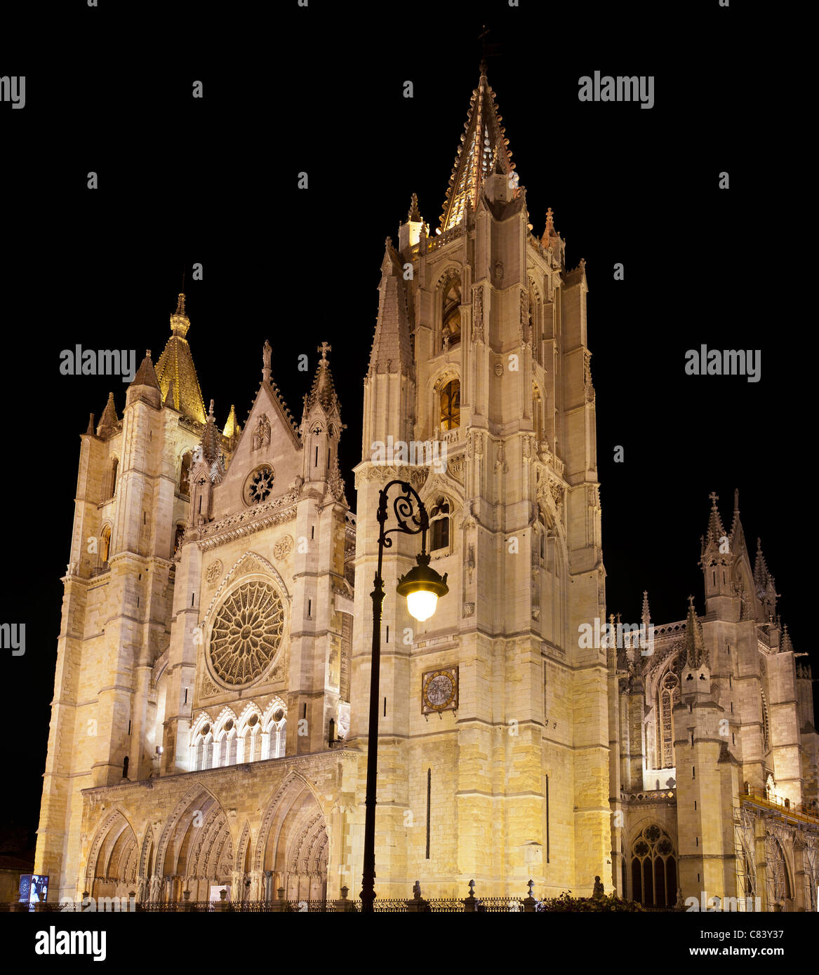 Gothic cathedral of Leon.Spain. Stock Photo