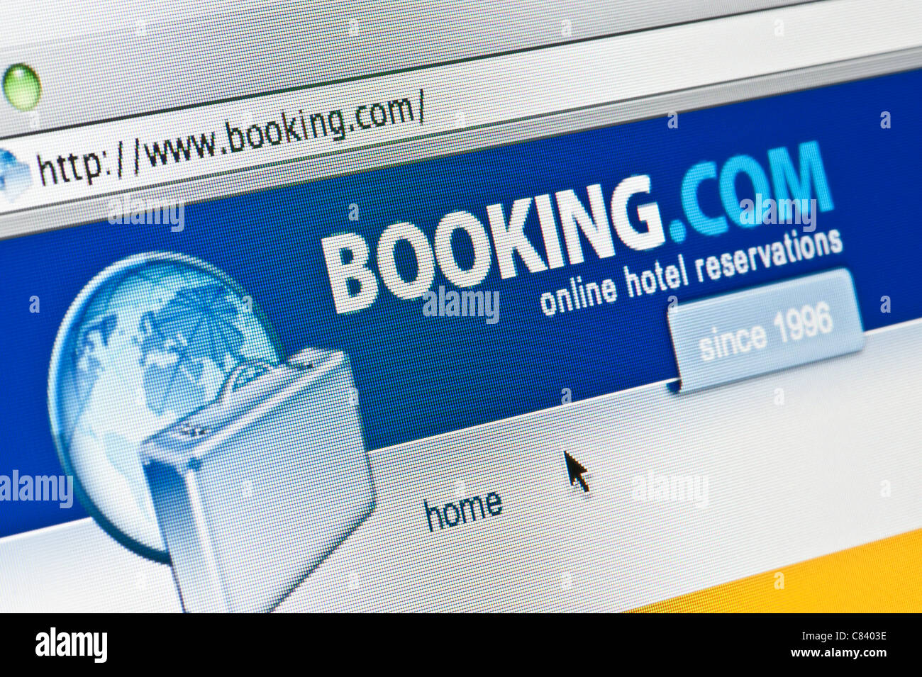 Close up of the Booking.com logo as seen on its website. (Editorial use only: print, TV, e-book and editorial website). Stock Photo