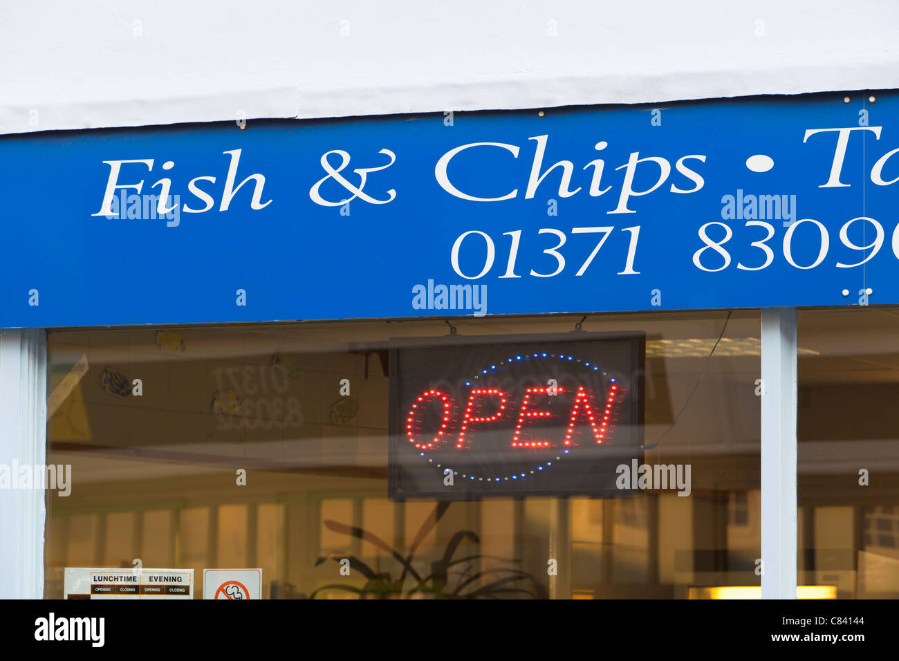 Traditional Fish and Chip Shop Sign, UK Stock Photo Alamy