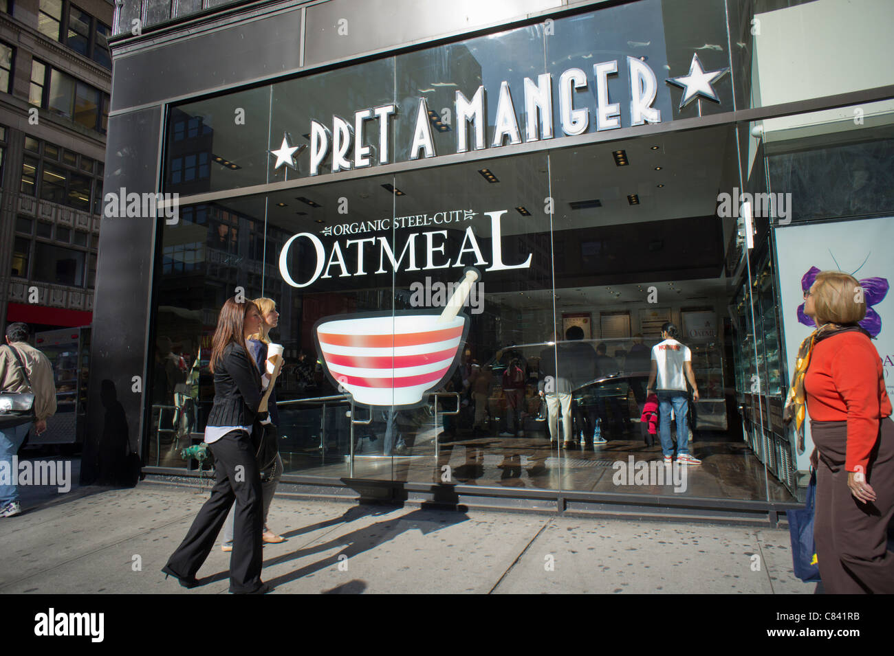 A branch of the Pret A Manger sandwich chain in New York promotes their