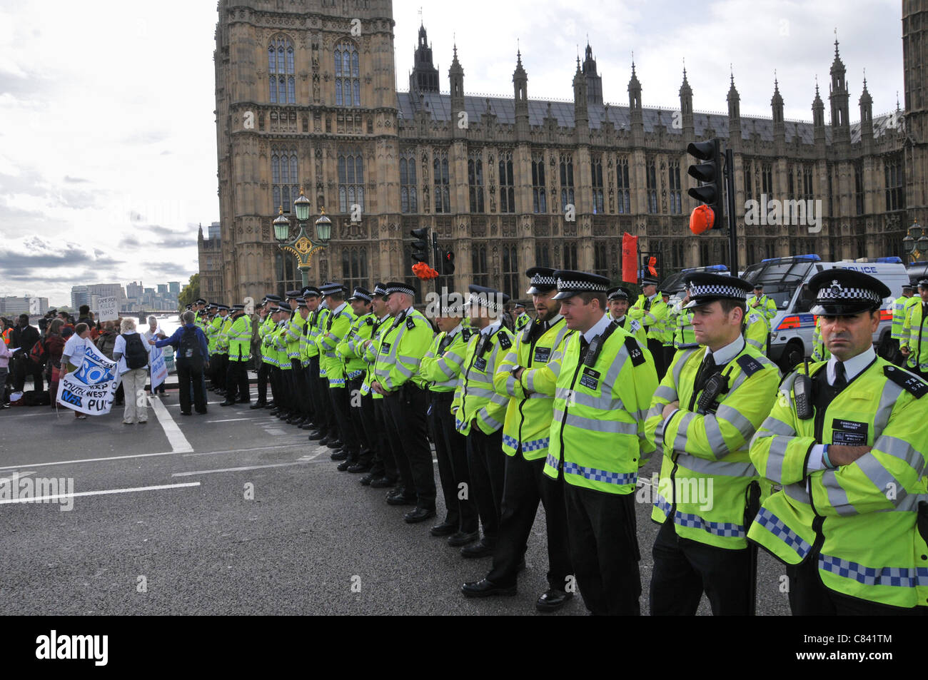 Block the NHS Bill protest Westminster Bridge London 8th October 2011 Stock Photo