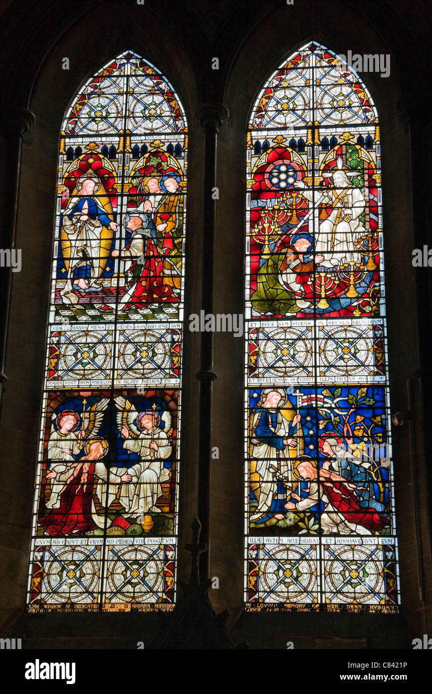 Stained glass window, Salisbury Cathedral interior, Salisbury