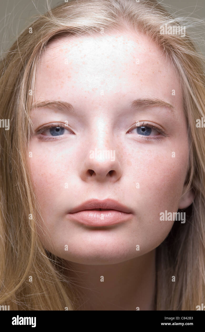 Close up of teenage girl’s face Stock Photo