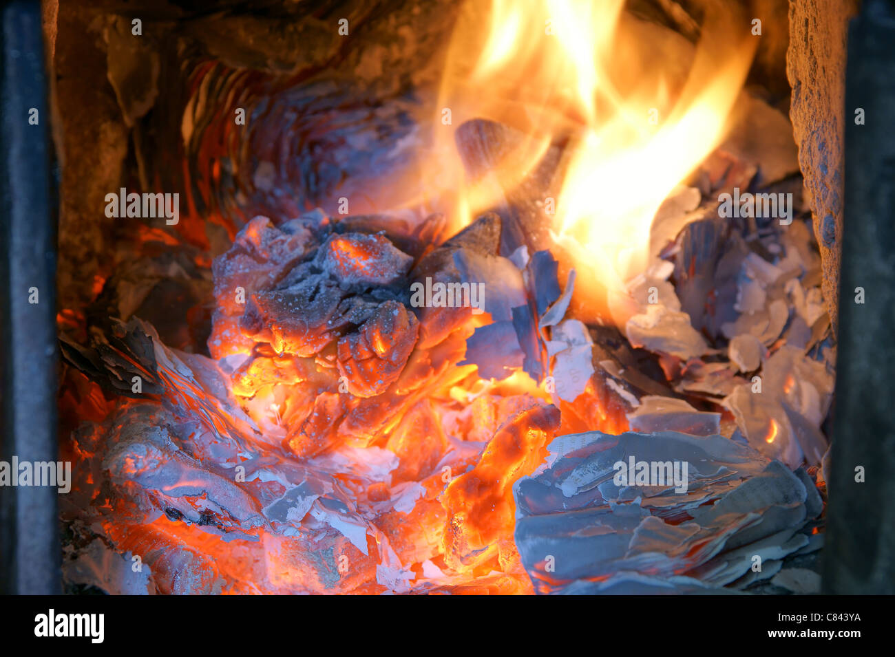 Old fireplace, stove, fire Stock Photo Alamy