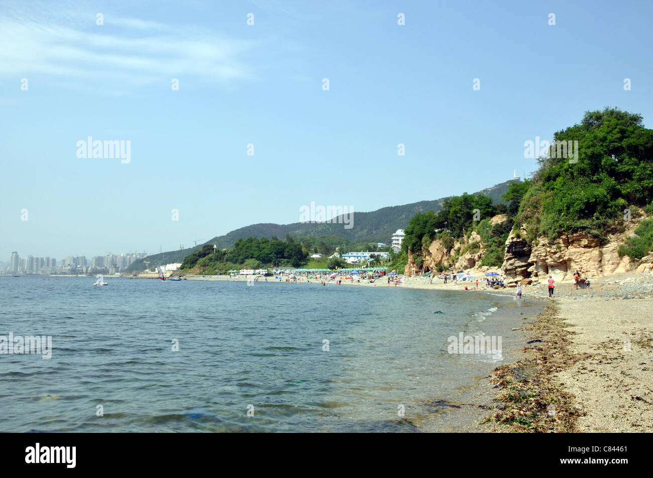 Silver Sand Beach, Binhai Road, Dalian, Liaoning, China. Stock Photo