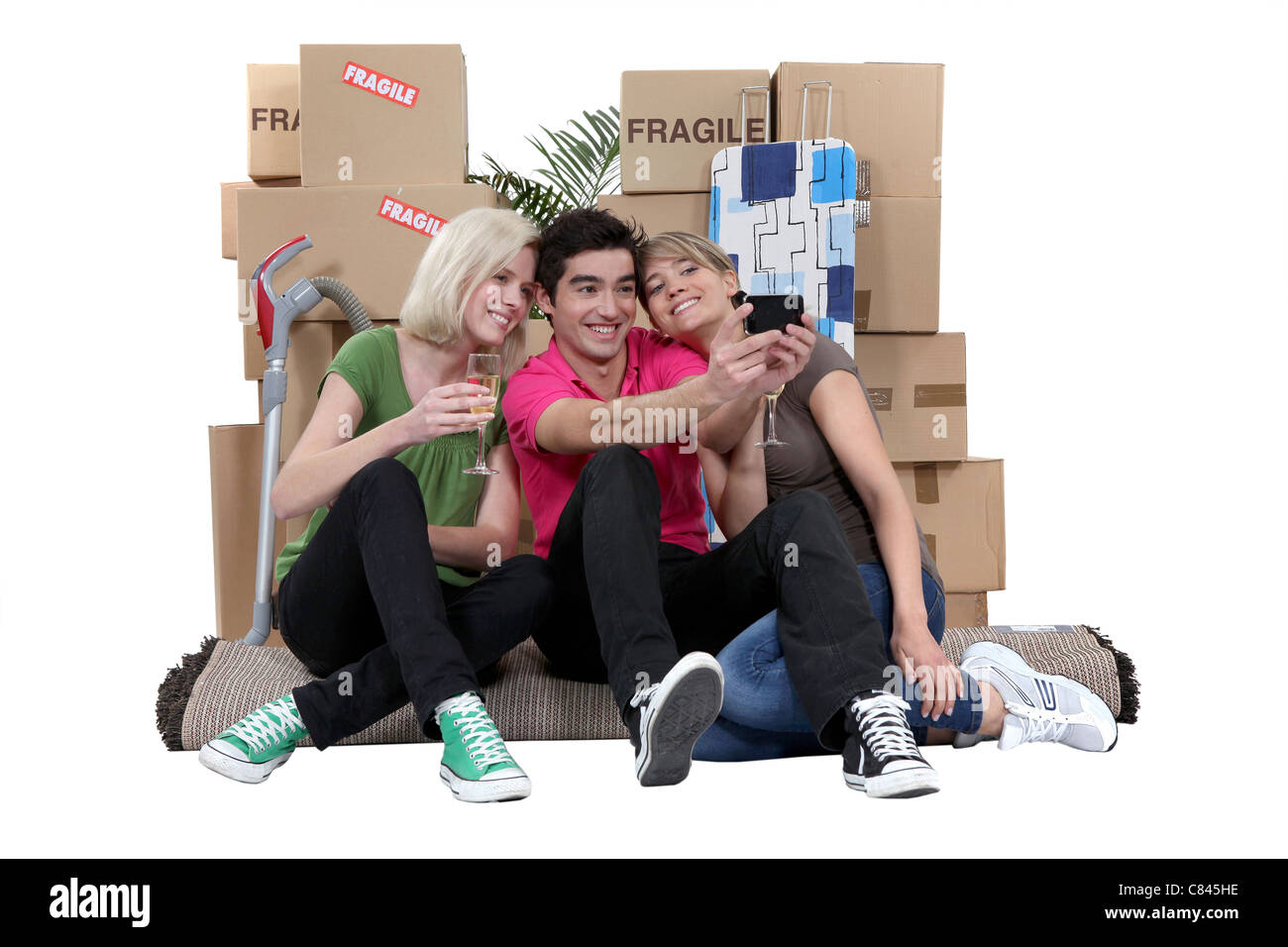 Three women looking out Cut Out Stock Images Pictures Alamy