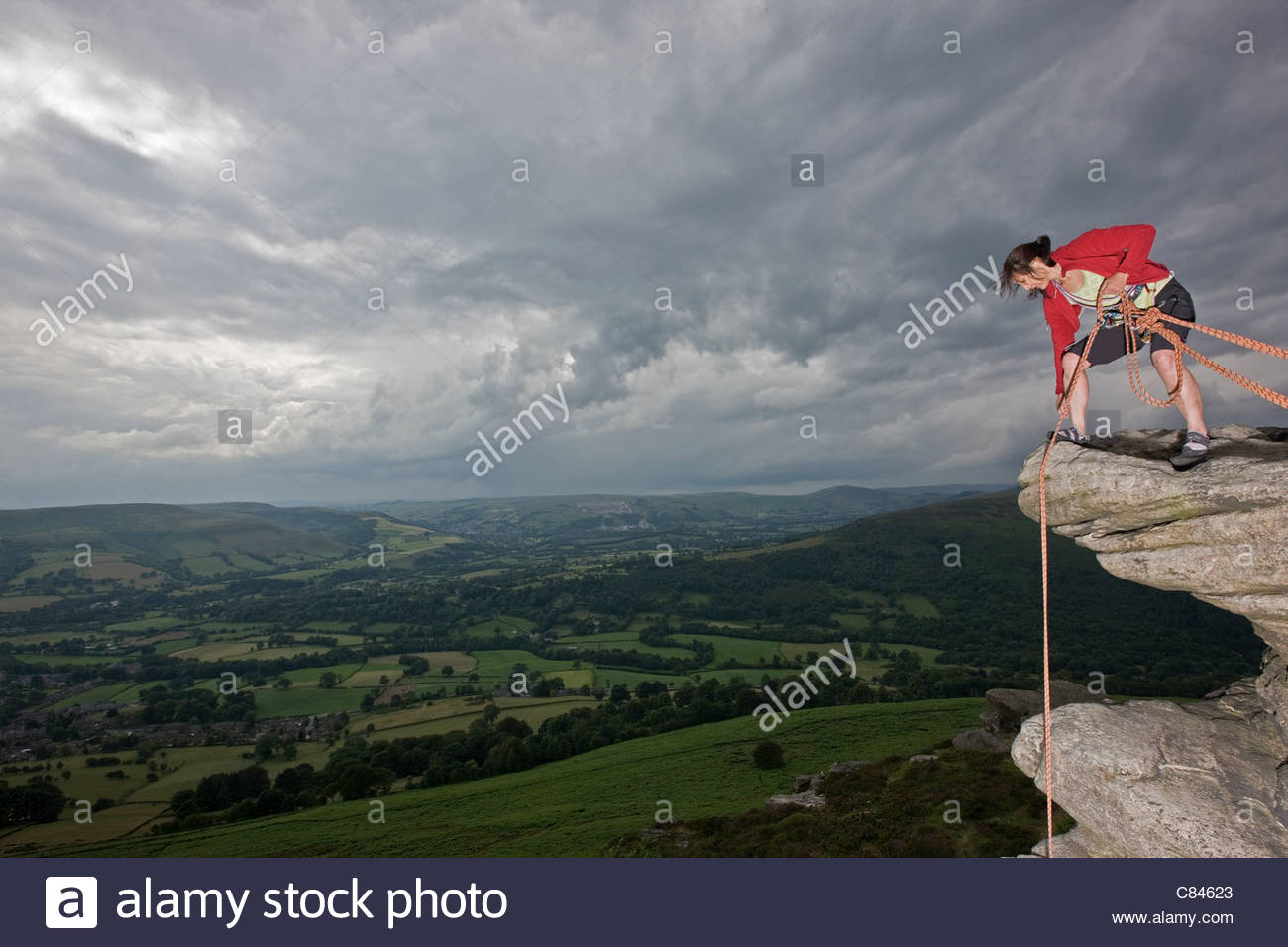 Rock Climbing In Derbyshire Stock Photos & Rock Climbing In Derbyshire