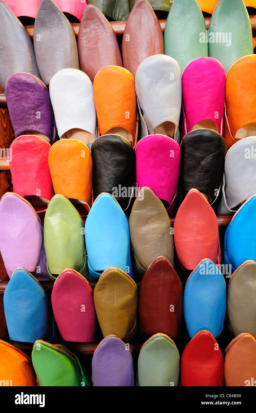 Babouches for Sale, Marrakech Morocco Stock Photo