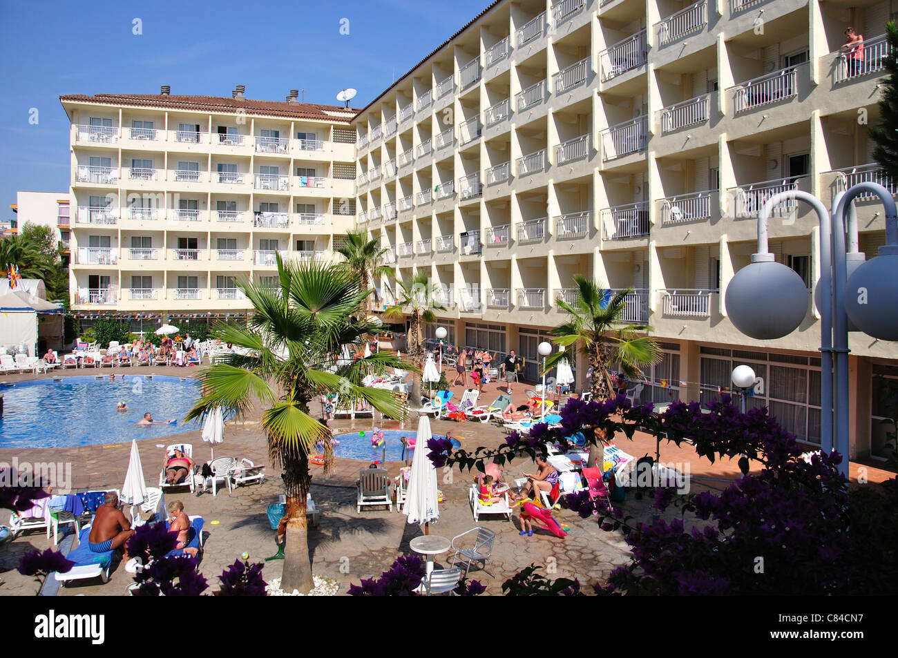 San Diego Hotel, Calle Penedès, Salou, Costa Daurada, Province of Tarragona, Catalonia, Spain Stock Photo
