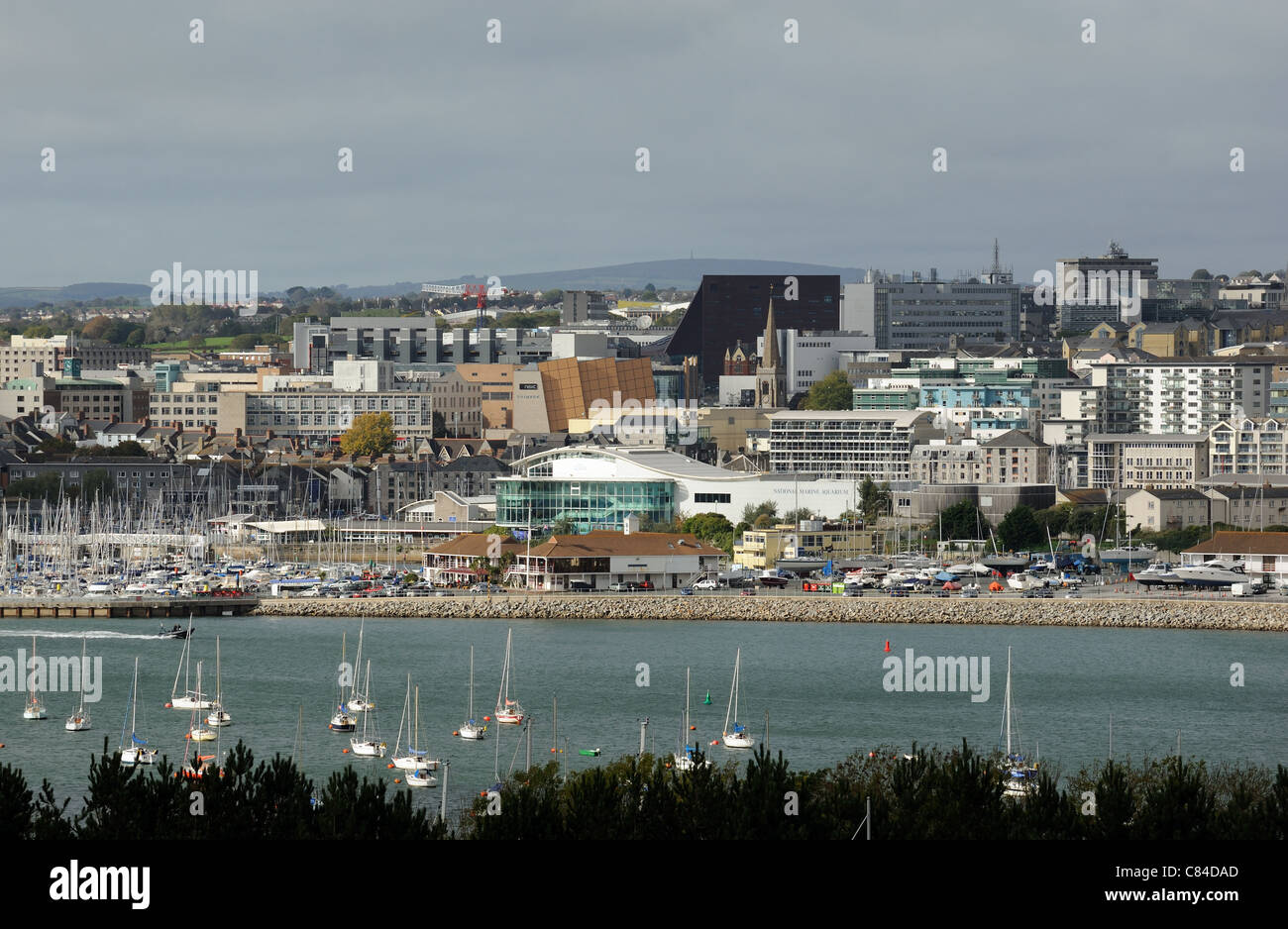 Plymouth city centre and waterfront area Plymouth Devon England UK Stock Photo