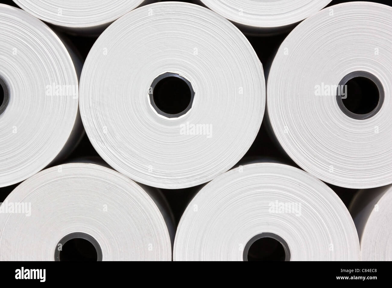 A set of White Paper Rolls on a pile Stock Photo