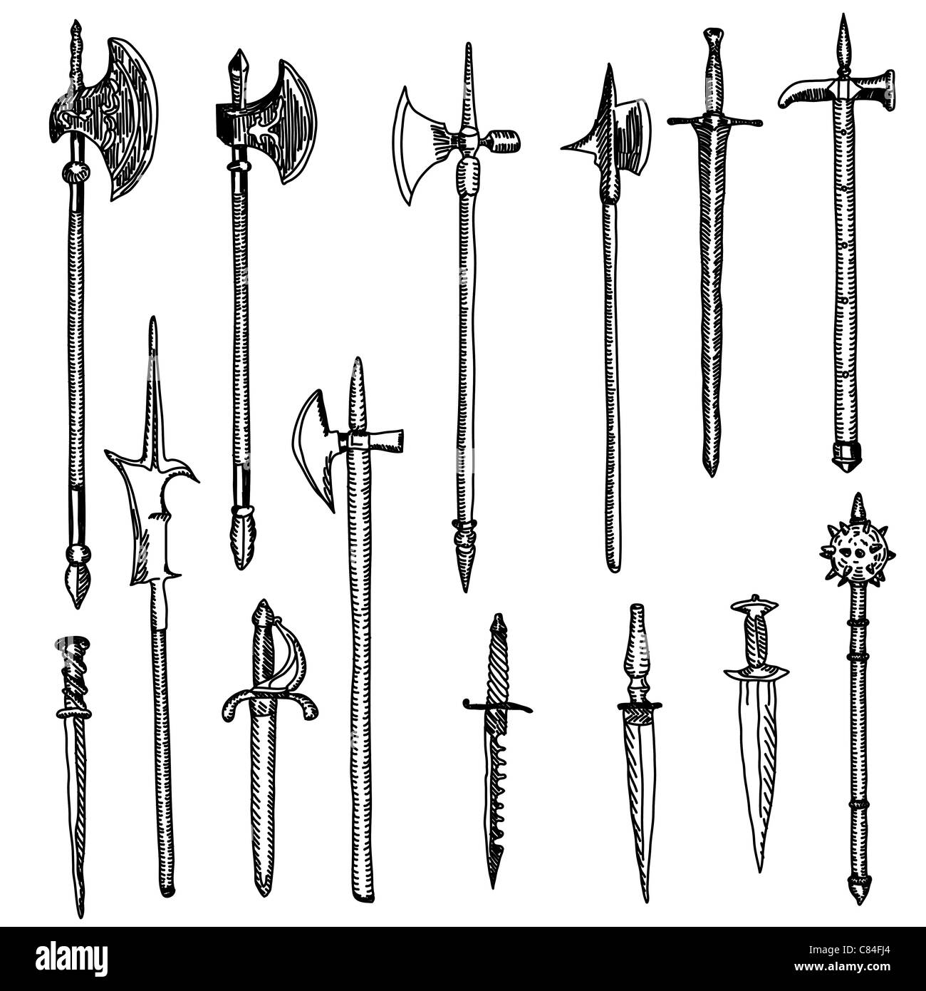 Weapon collection, medieval weapons Stock Photo - Alamy
