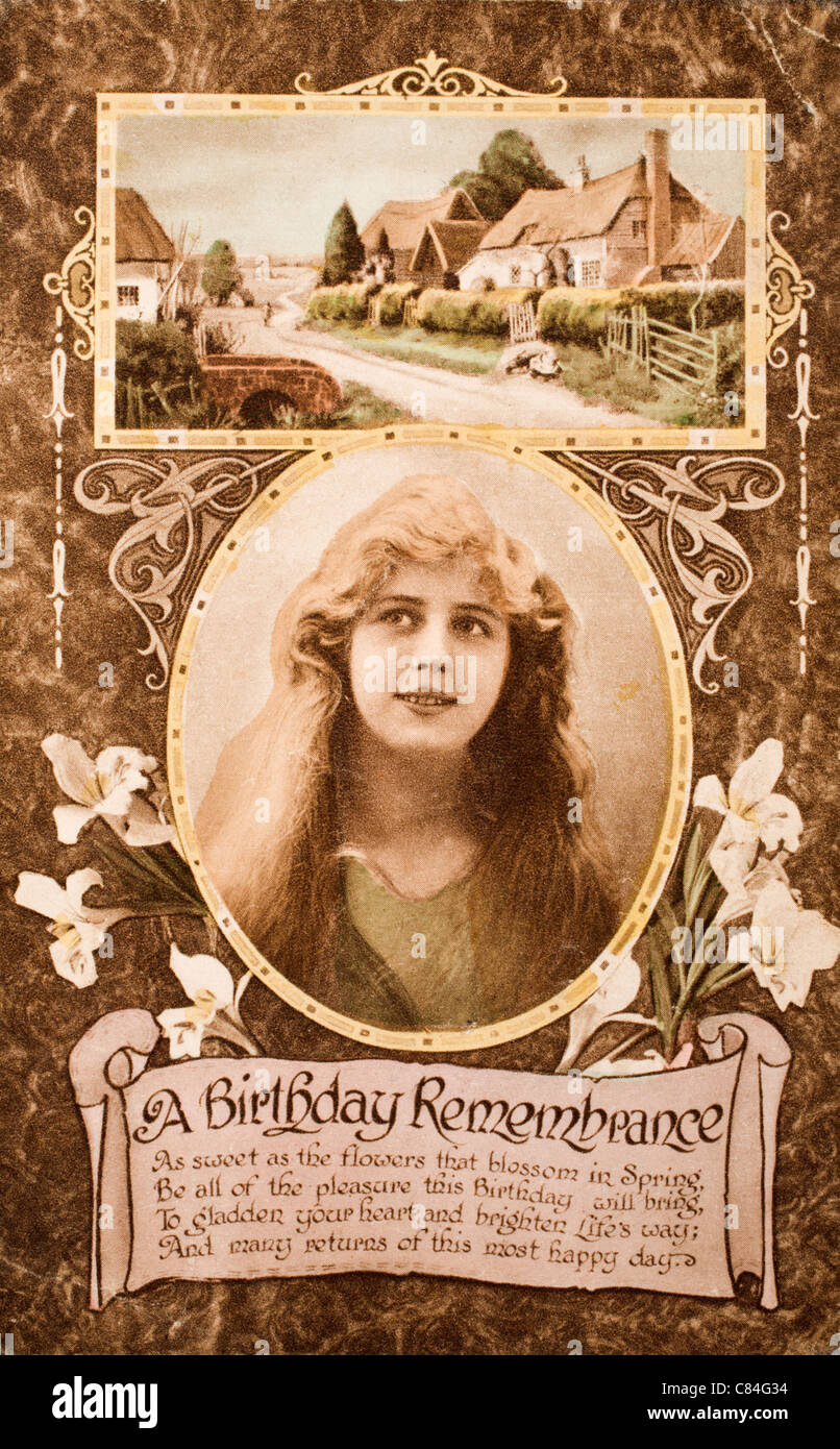 1920&rsquo;s Birthday card in the form of a postcard Stock Photo - Alamy
