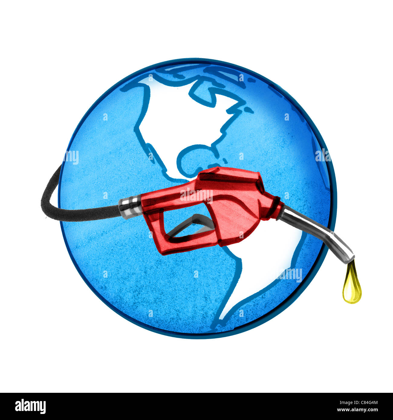 Earth attached with gas pump Stock Photo