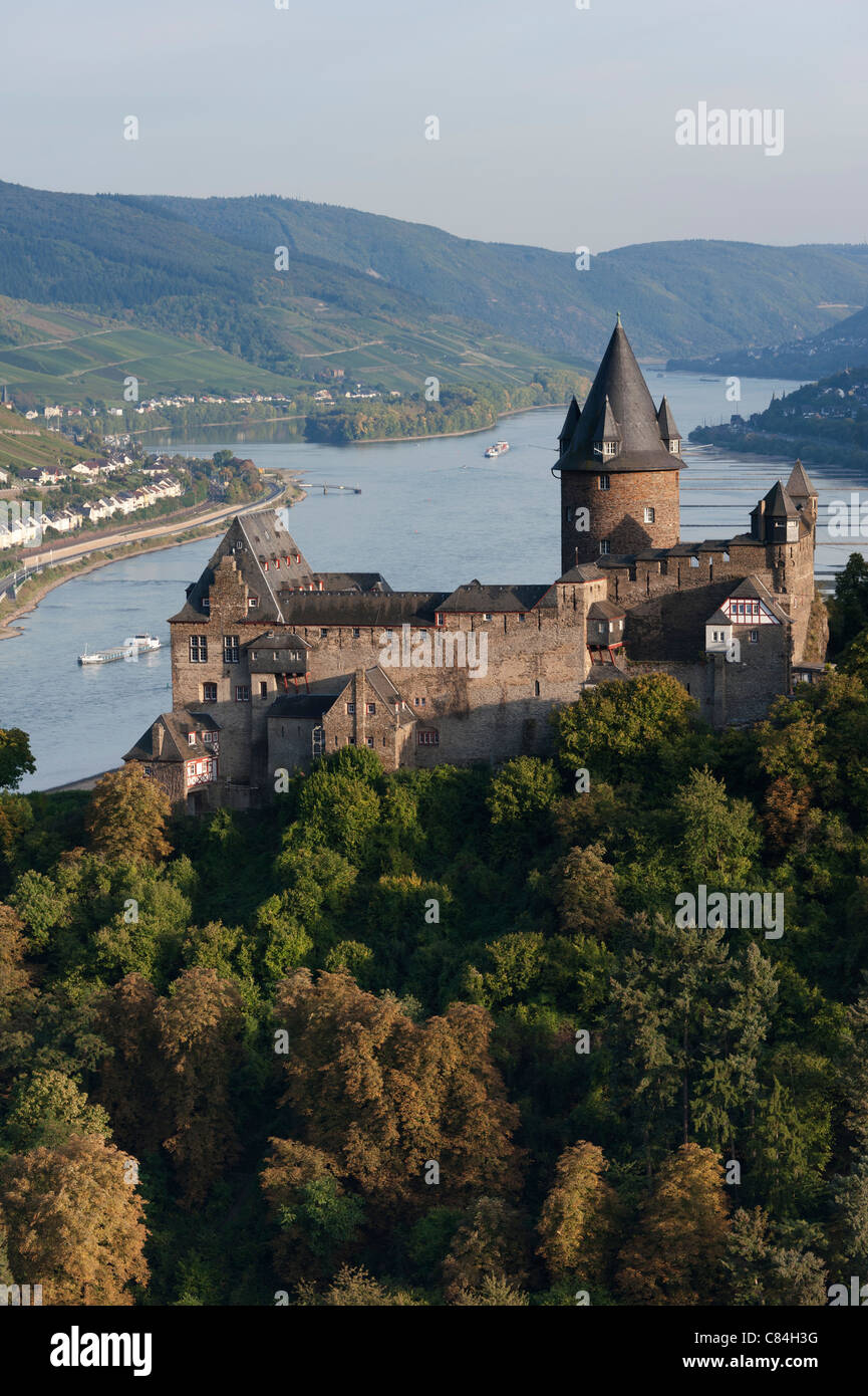 View of Burg castle Stahleck in Bacharach village on Romantic River Rhine in Germany Stock Photo