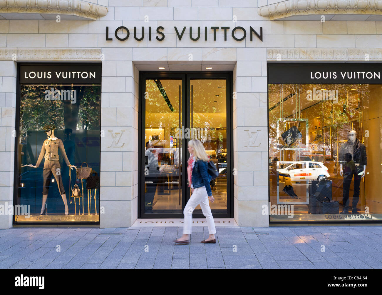 Louis Vuitton upmarket fashion boutique shops on Konigsallee in Stock ...