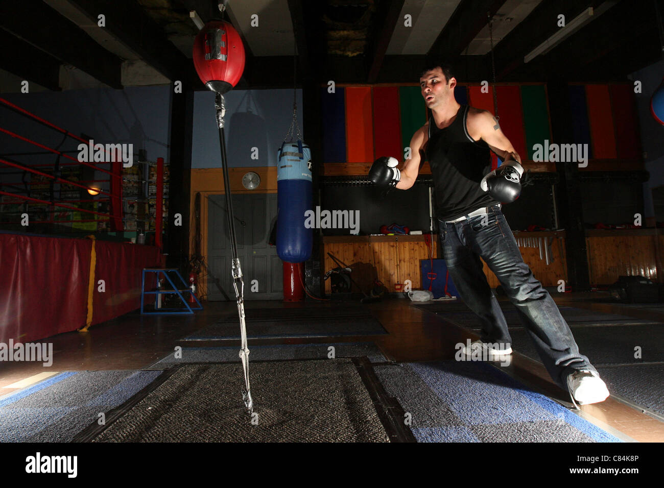 Boxer Joe Calzaghe Training At His Gym In Cwmcarn South Wales Stock Photo Alamy