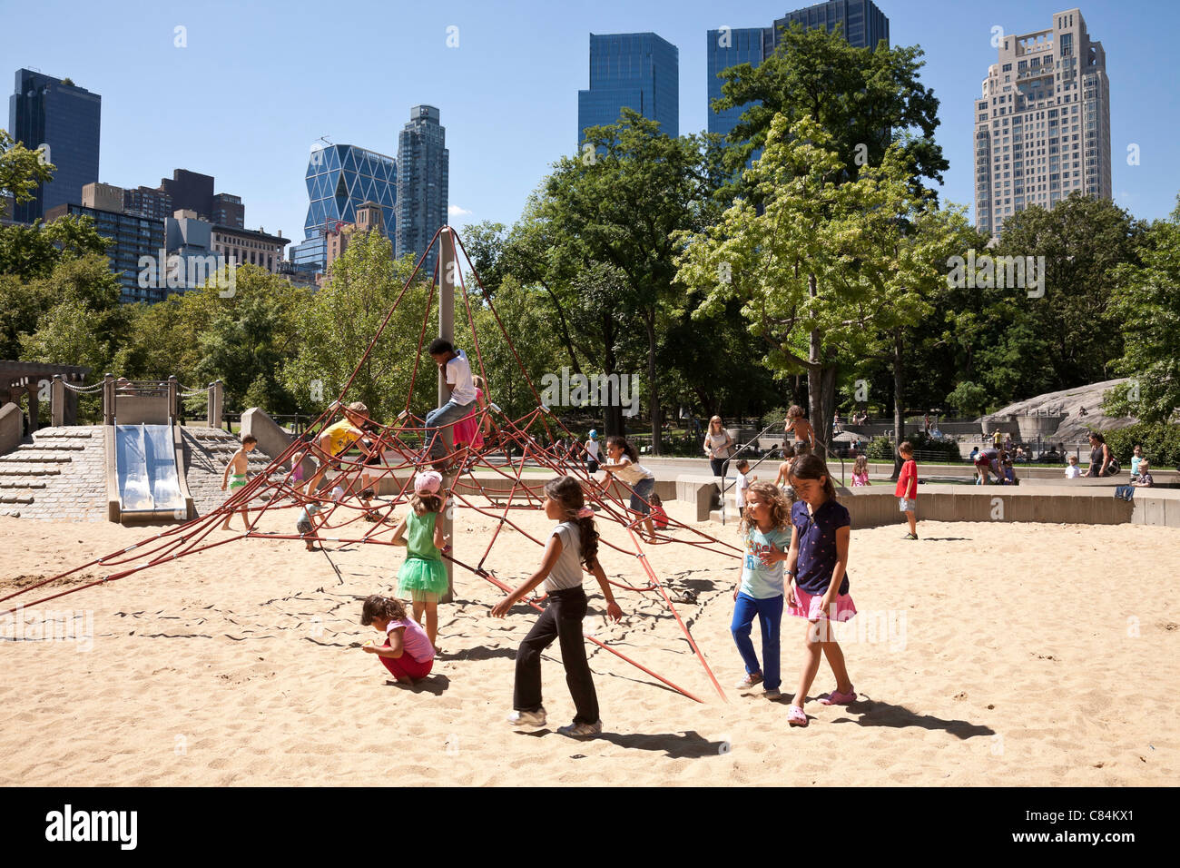 Children Playing, Heckscher Playground, Central Park, NYC Stock Photo