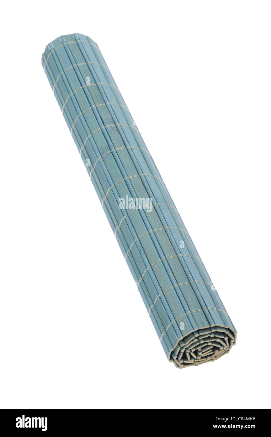 object on white - bamboo mat close up Stock Photo