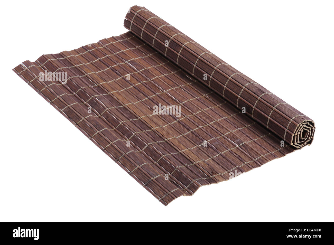 object on white - bamboo mat close up Stock Photo