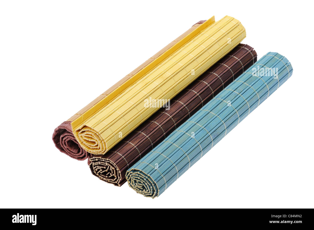 object on white - bamboo mat close up Stock Photo