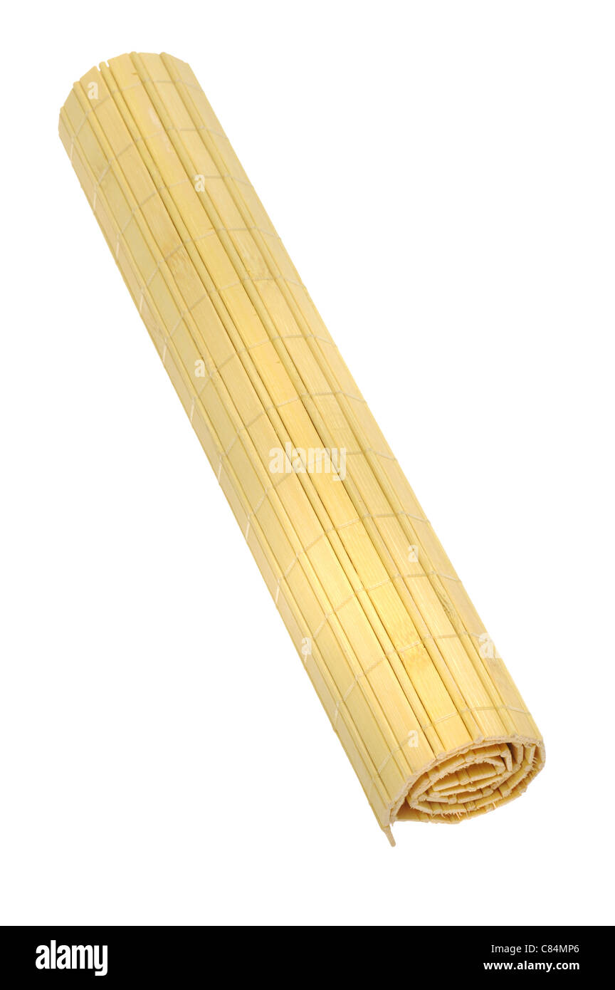 object on white - bamboo mat close up Stock Photo