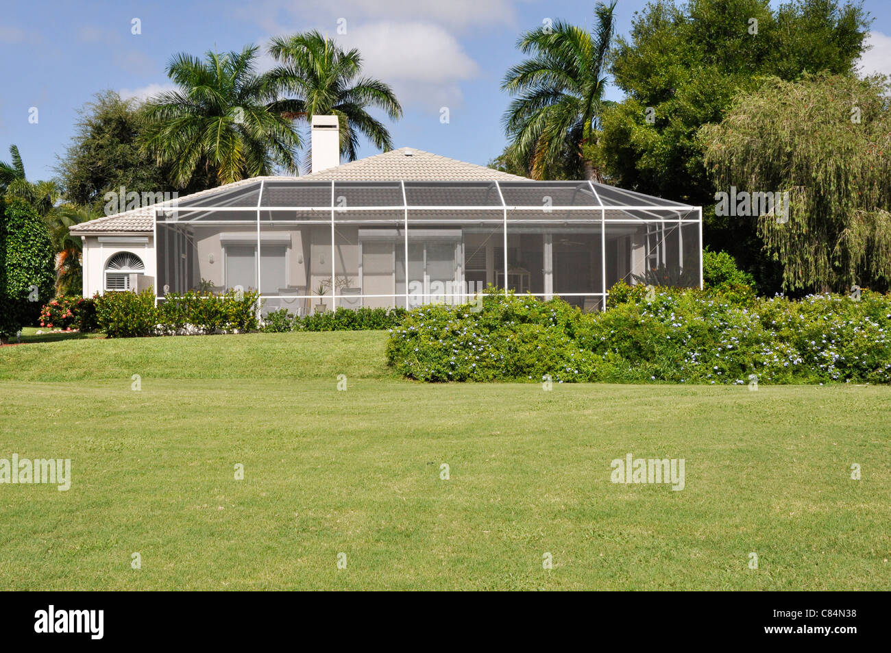 Screened in patio for a home in Naples Florida Stock Photo Alamy