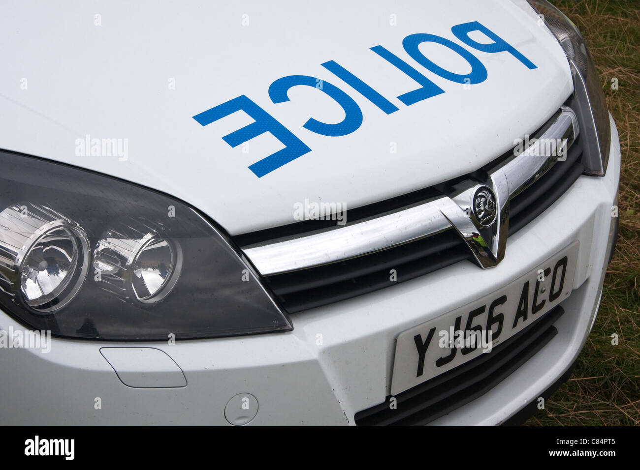 Front of Vauxhall Astra Police car Stock Photo