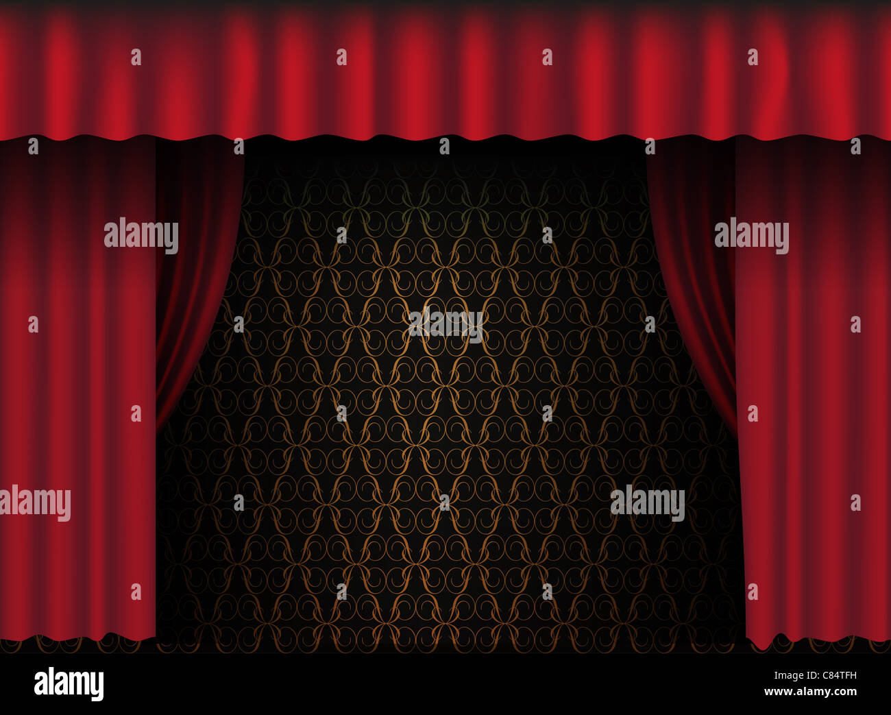 Red Theatre Curtain - Vintage Wallpaper in Background Stock Photo - Alamy