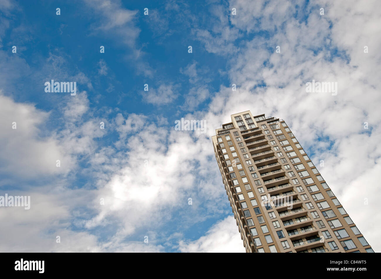 High apartment building and blue sky Stock Photo