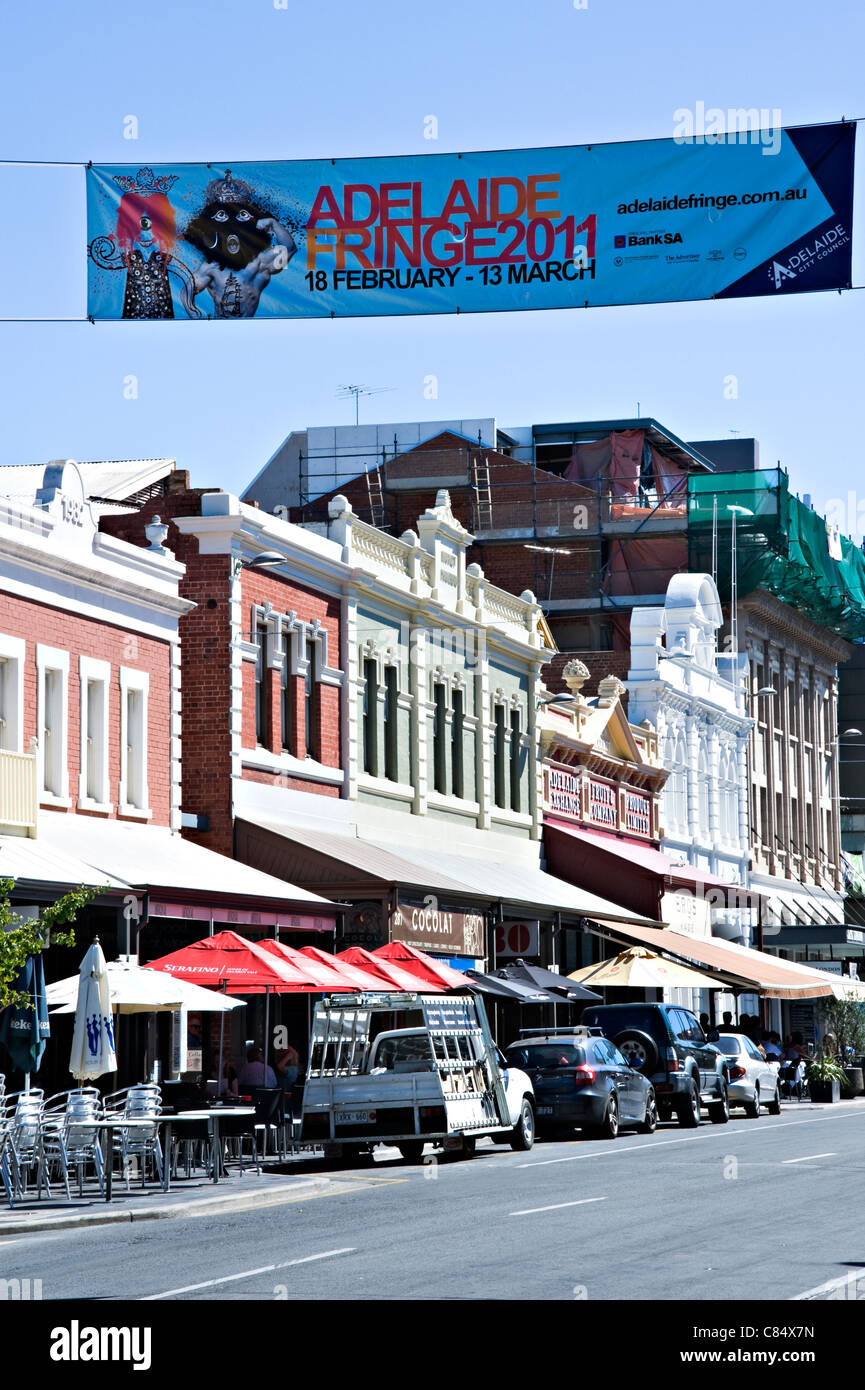 Shops Offices Restaurants and Cafes on Rundle Street in Adelaide South Australia on a Lovely Sunny Day Stock Photo