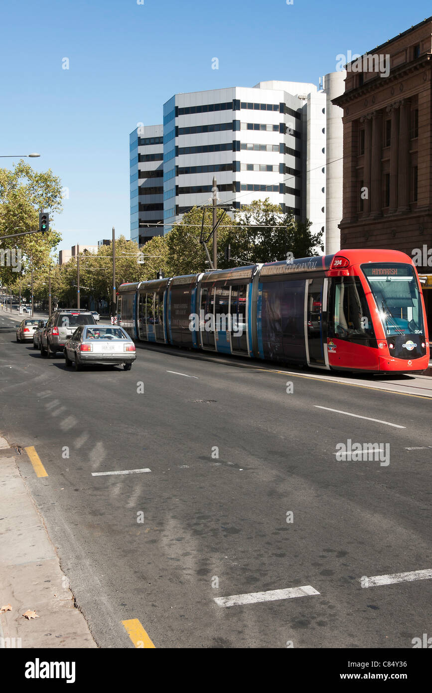 An Adelaide Metro Tram in Adelaide City Centre on a Lovely Sunny Day