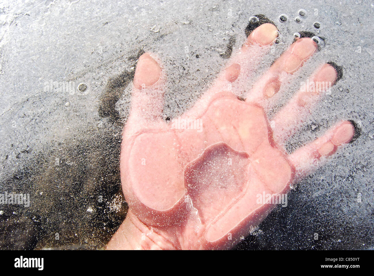 Woman Trapped Under Frozen Water Stock Photo Alamy