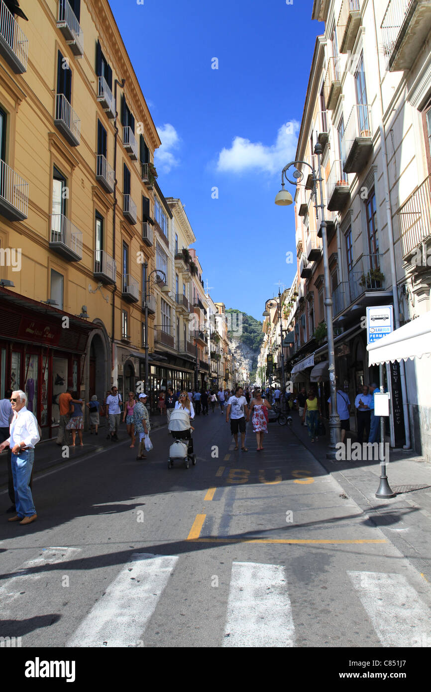 A street in Sorrento on the Amalfi coast Stock Photo