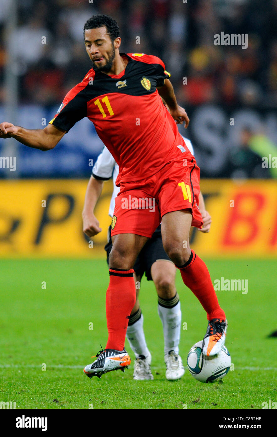 Qualification match for the European Football Championship in Poland and Ukraine 2012; Germany vs Belgium 3:1, at the Esprit Arena in Duesseldorf, Germany: Mousa Dembele (Belgium, Fulham). Stock Photo
