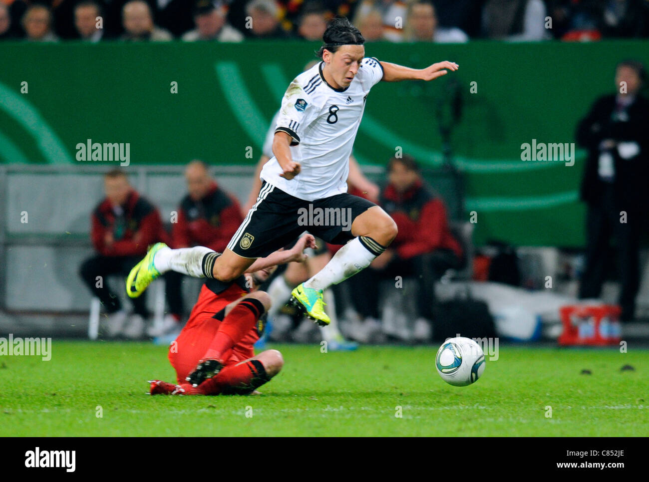Qualification match for the European Football Championship in Poland and Ukraine 2012; Germany vs Belgium 3:1, at the Esprit Arena in Duesseldorf, Germany: Mesut Özil, Oezil (Germany, Real Madrid). Stock Photo