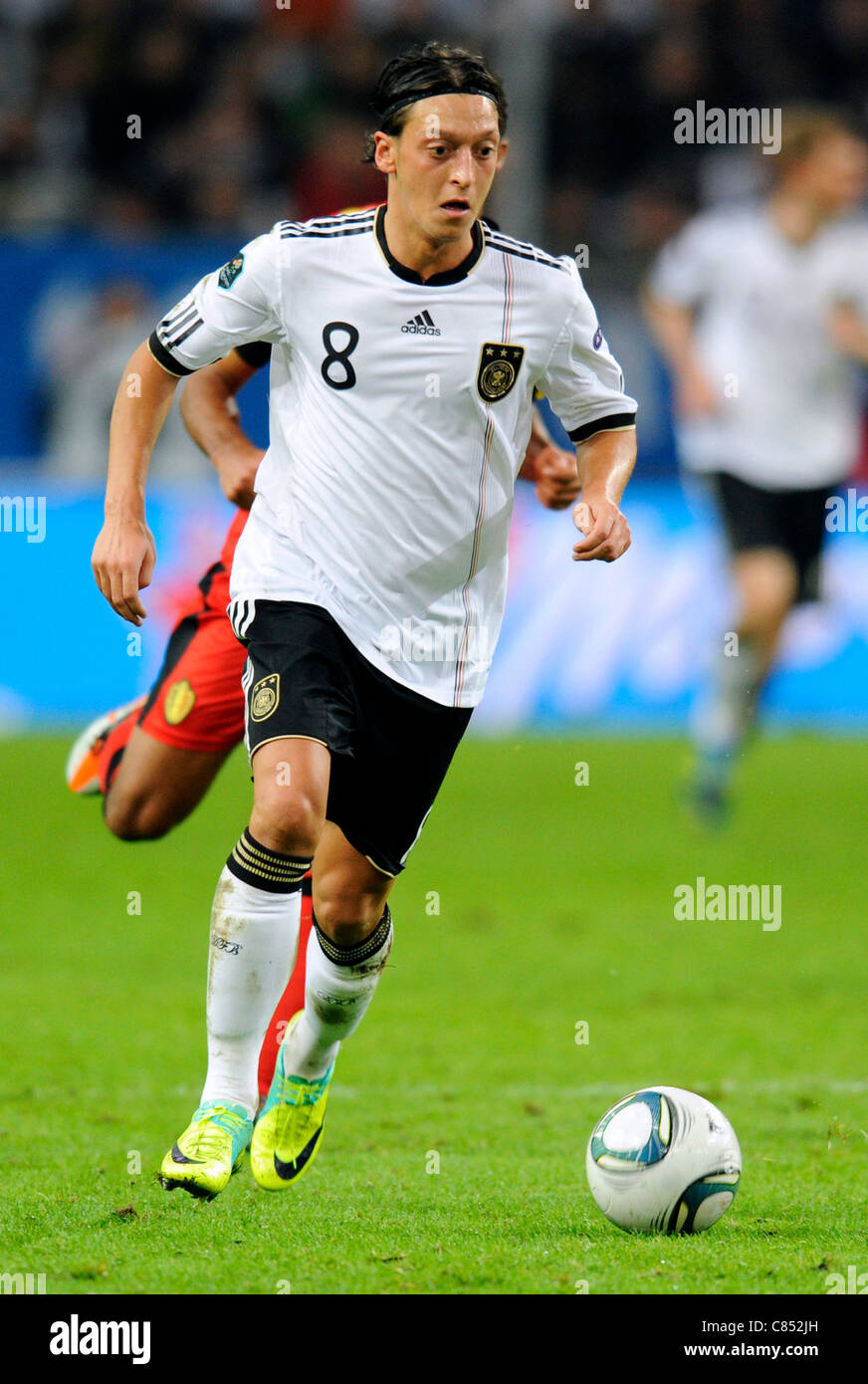 Qualification match for the European Football Championship in Poland and Ukraine 2012; Germany vs Belgium 3:1, at the Esprit Arena in Duesseldorf, Germany: Mesut Özil, Oezil (Germany, Real Madrid). Stock Photo