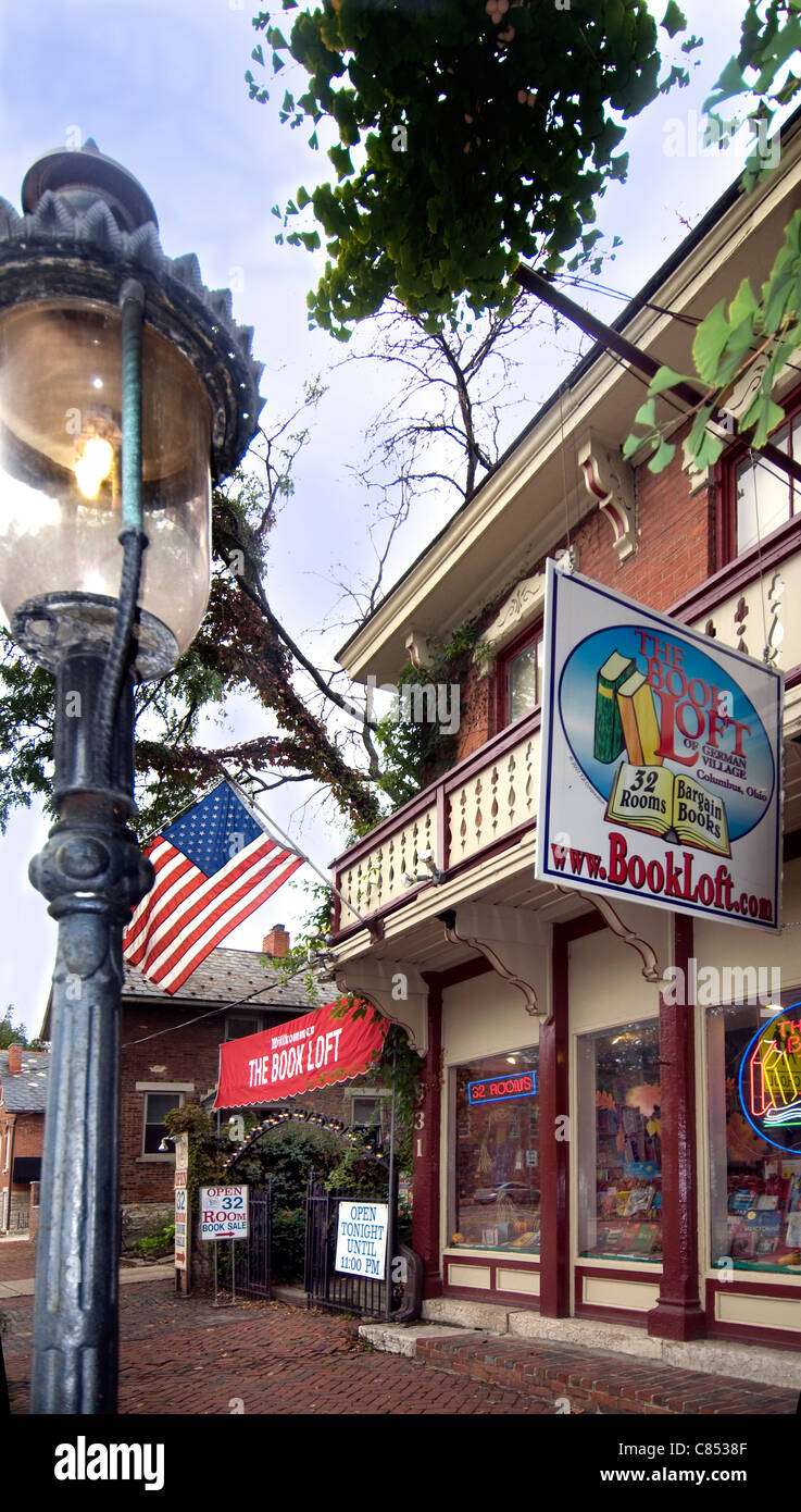The Book Loft, a famous city-block long bookstore, in the German Village section of Columbus Ohio. Stock Photo