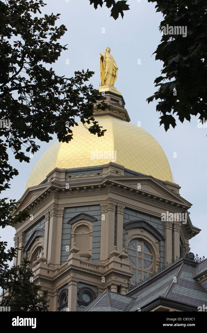 Notre Dame Golden Dome up close. Stock Photo