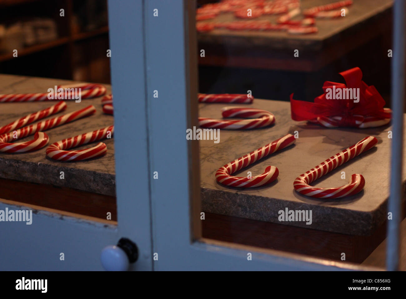 Handmade candy canes in a candy store. Columbia State Historic Park