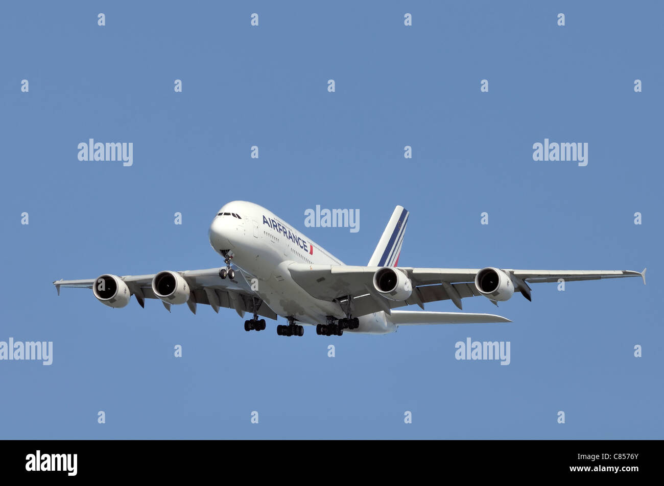 Final Approach! Air France Airbus A380 Stock Photo