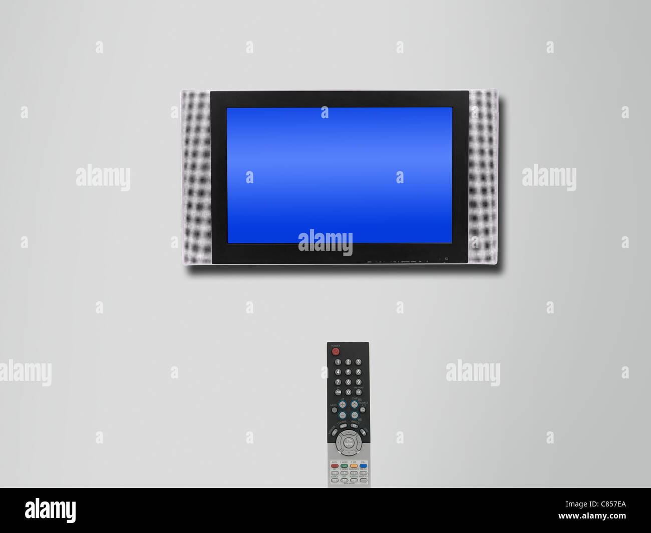 Flat screen tv isolated against a white background Stock Photo - Alamy
