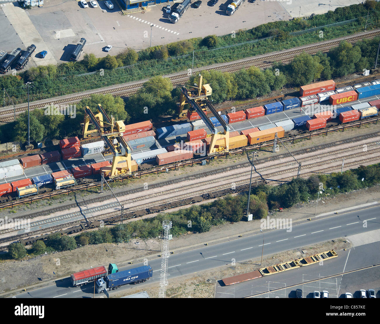 Container Road-Rail Terminal, Tilbury Essex, South East England Stock Photo