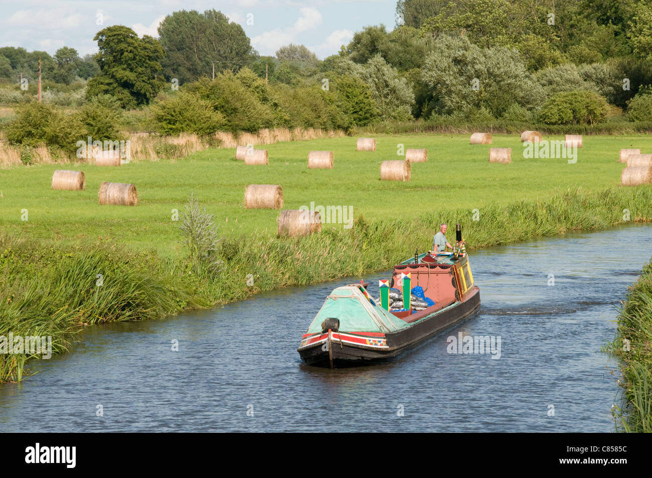 Traditional working narrowboat on the Kennet & Avon Canal near Thatcham Berkshire. Stock Photo