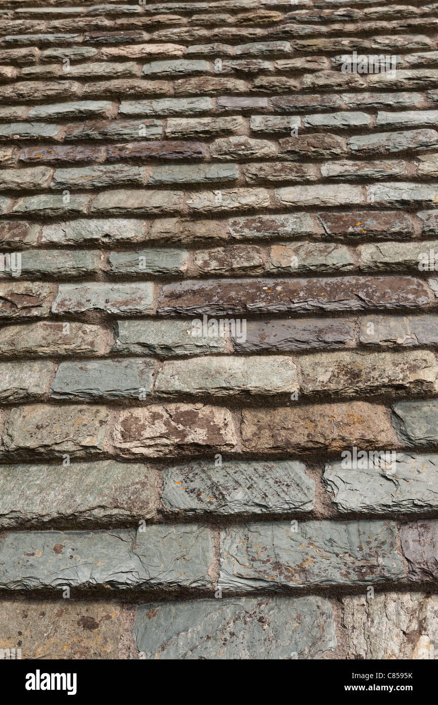 Hand made individual shale and slate roof tiles typical of old North