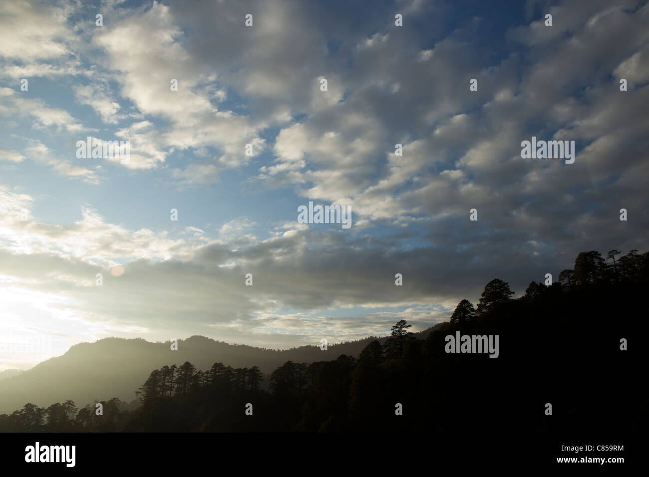 Sunrise at  Dochu La, Bhutan Stock Photo