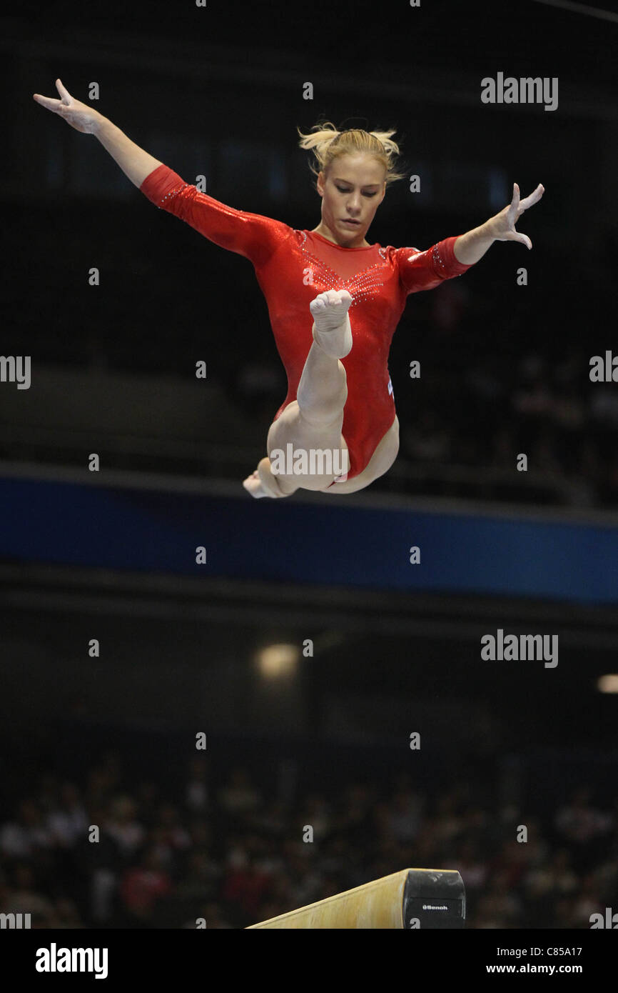 Kseniia Afanaseva (RUS) performs during the 2011 World Artistic Gymnastics Championships in Tokyo, Japan. Stock Photo