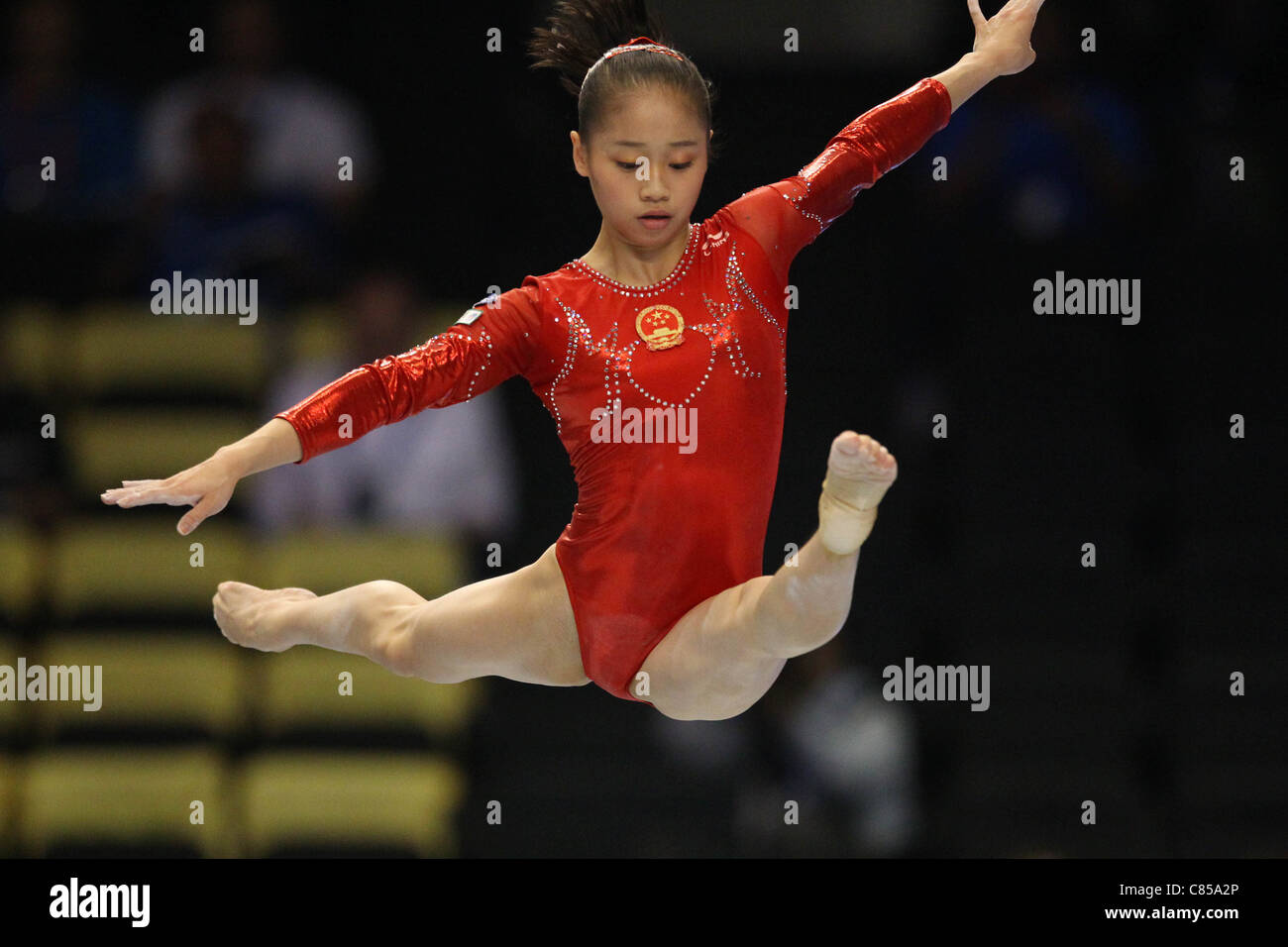 Sui Lu (CHN) performs during the 2011 World Artistic Gymnastics Championships in Tokyo, Japan. Stock Photo